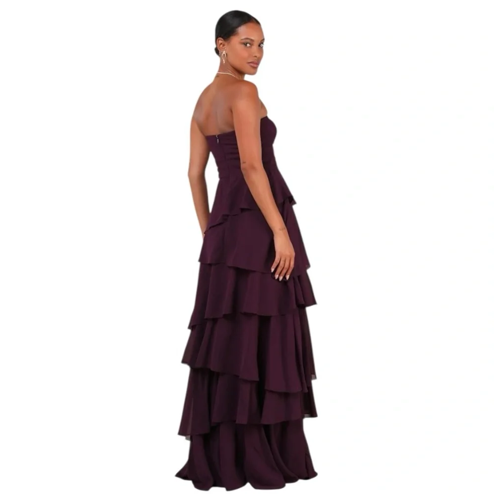 Lulus Gorgeous Essence Dark Purple Strapless Tiered Maxi Dress - Picture 4 of 11